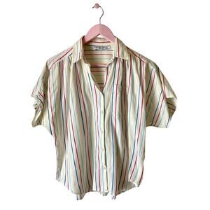 Vintage Leeds Rainbow Candy Stripe Cotton Button Down Shirt